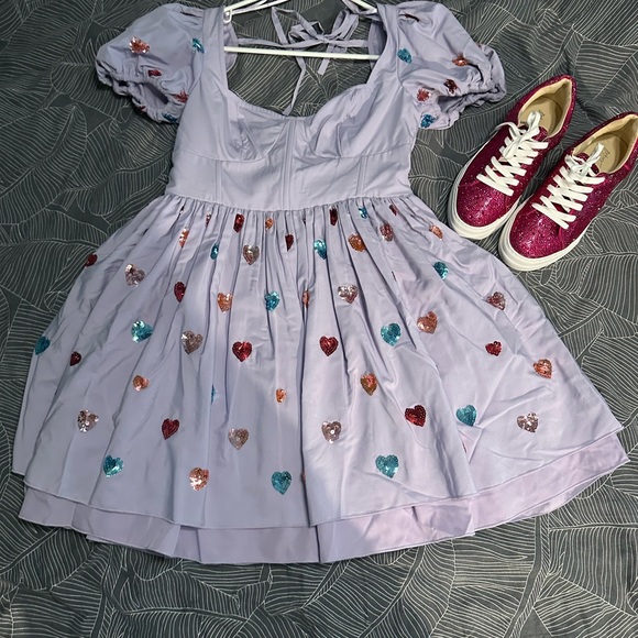 NWT Maya strawberry sequin heart mini dress in lilac - Picture 4 of 4